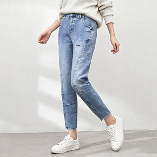 JEANS女牛仔裤 超值清仓ABLE 香蕉裤 中性锥形裤 小码 高腰九分裤 女裤
