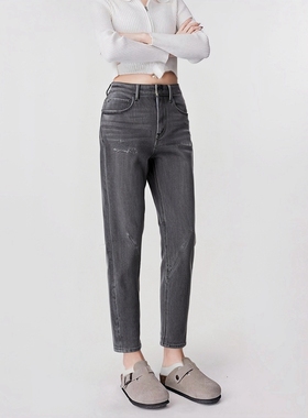 25春季新款ABLE JEANS牛仔裤黑灰色锥形裤休闲立体剪裁男女九分裤