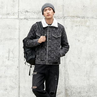 超值福利牛仔棉服夹克羊羔绒ABLE 翻领休闲棉衣男 JEANS男外套冬季
