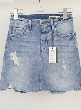 ABLE JEANS女夏季水洗做旧破洞显瘦短裙潮流休闲百搭牛仔裙子特价