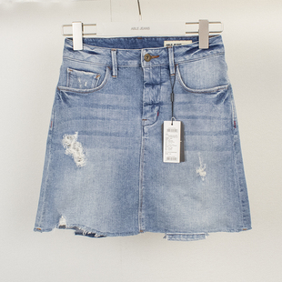 水洗做旧破洞显瘦短裙潮流休闲百搭牛仔裙子特价 JEANS女夏季 ABLE