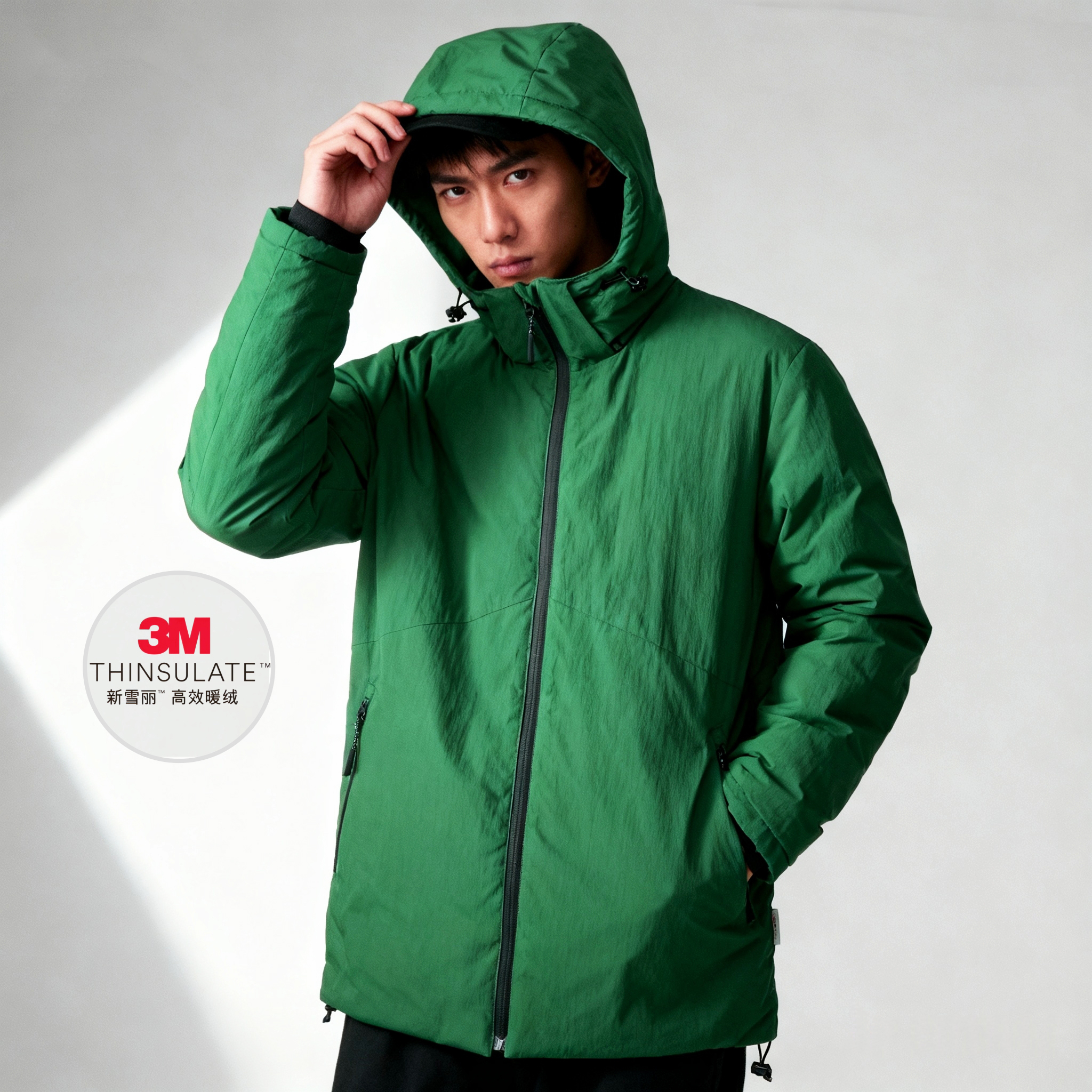 3M新雪丽可拆帽男棉服休闲冬外套