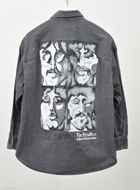 【福利清仓】ABLE JEANS男衬衫黑灰水洗牛仔长袖衬衣宽松休闲上衣