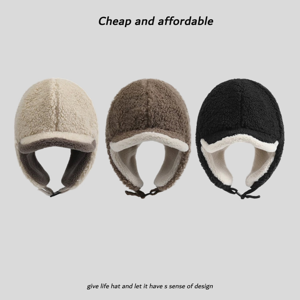 冬季羊羔绒雷锋帽子女