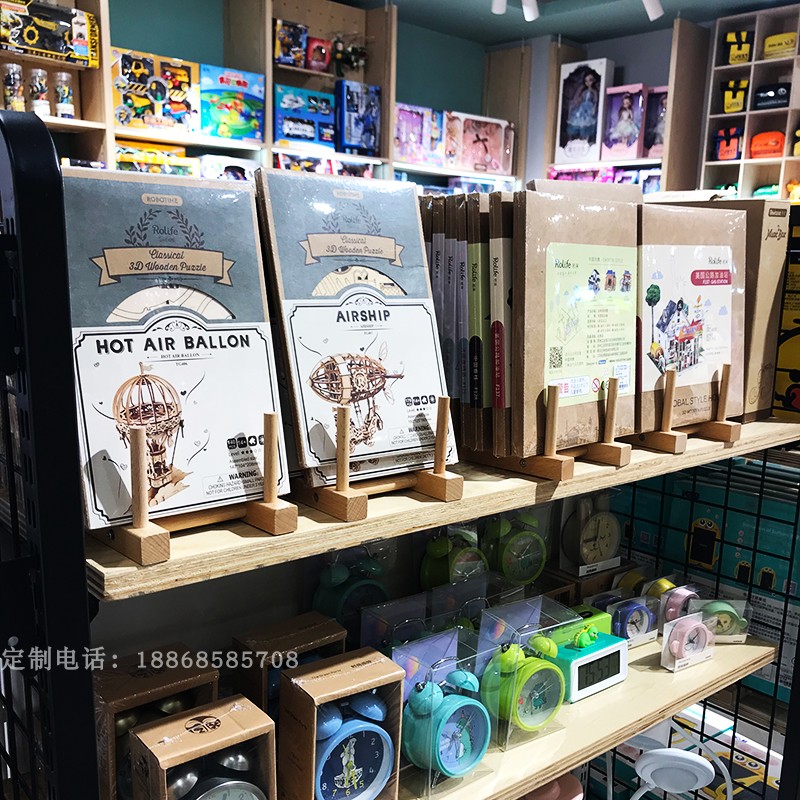 竹制商场超市餐具托架支架 木质钱包书立本册架 cd分类架子书立架