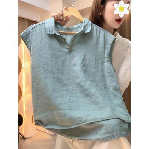 宽松翻领棉麻衬衣休闲显瘦上衣