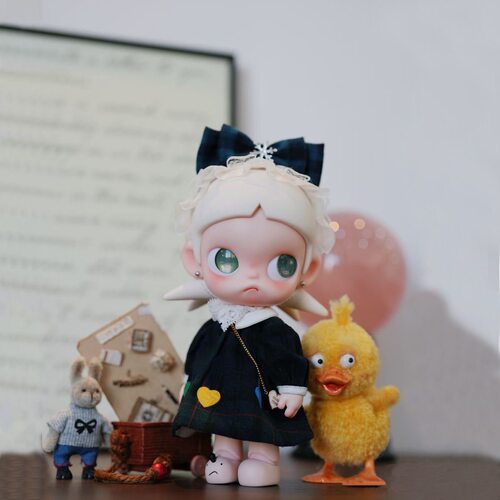 嘎子姐zsiga秋冬蓝格裙娃衣姜饼人玩偶着替套装