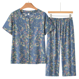 开衫 套装 2026新款 中老年女装 家居服衣服薄款 棉绸短袖 妈妈夏装 夏季