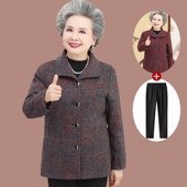 奶奶冬季 外套老太太春秋厚衣服妈妈6070岁中老年人加绒保暖棉衣女