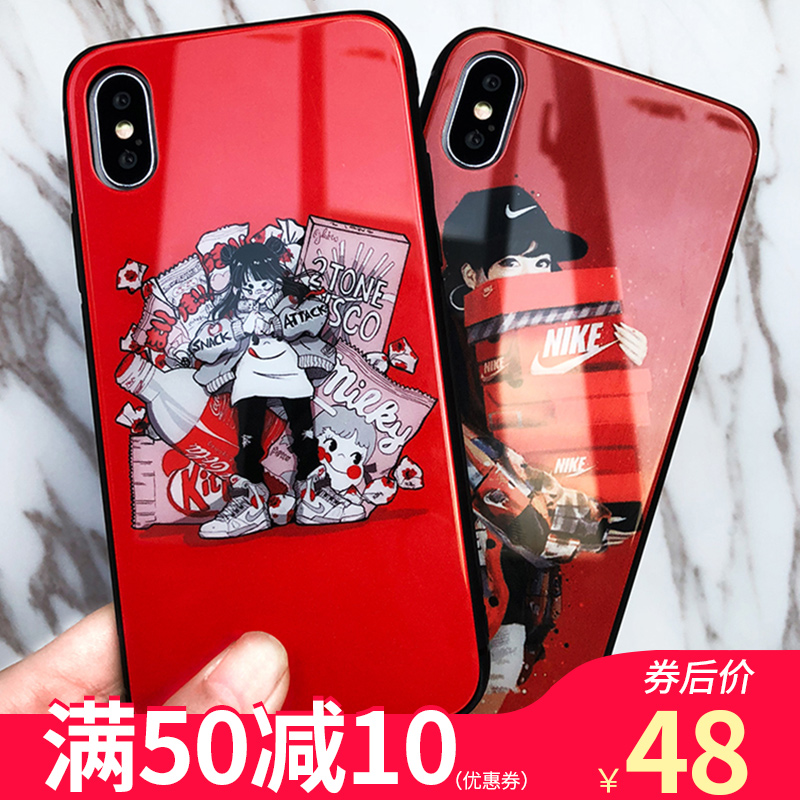 Å·ÆÕÈð˹iPhone xs maxÊÖ»ú¿ÇÆ»¹ûXÊÖ»ú¿Ç³±ÅÆÉÙÅ®¿î¸öÐÔ´´Òâiphone6splus/7/8plusºìÉ«ins·çipx²£Á§¿ÇAJЬºÐ