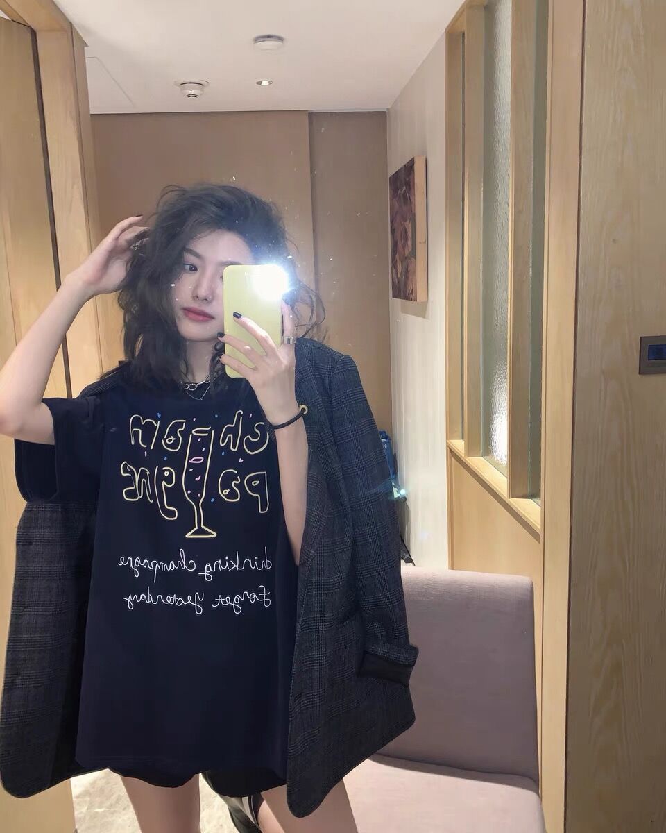 Naughty children's adult T-shirt and casual women's short sleeve T-shirt printed top