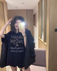 Naughty children's adult T-shirt and casual women's short sleeve T-shirt printed top