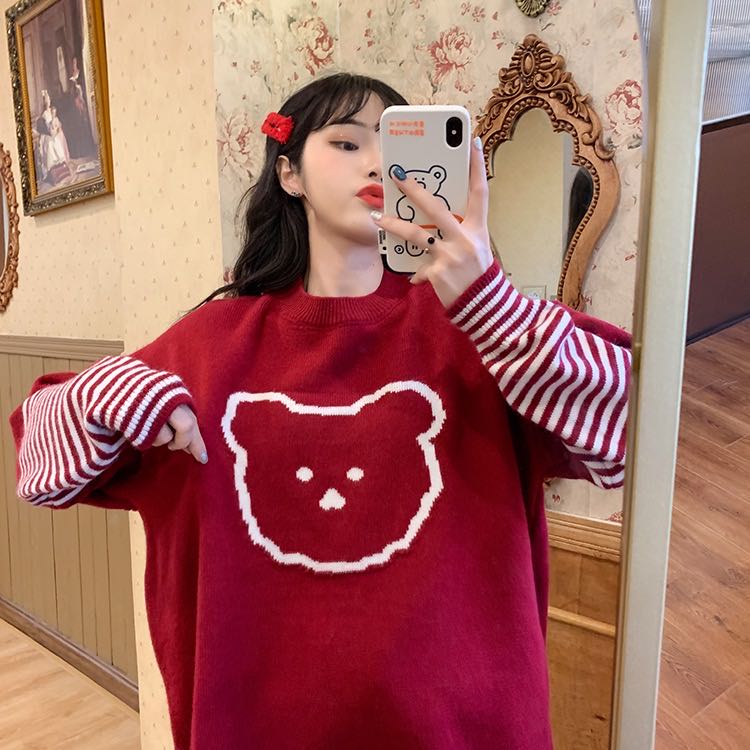 White vest sweater 2020 new autumn women Korean loose V-neck short with T-shirt