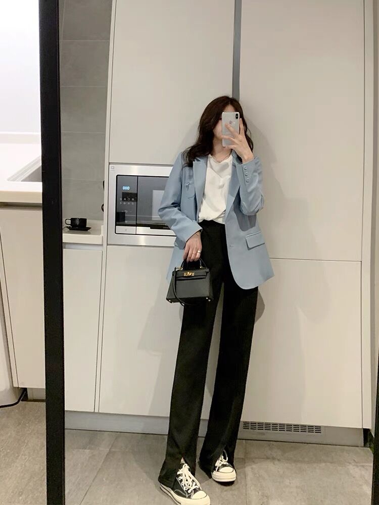 White suit coat women's small spring design minority nano twill casual suit top