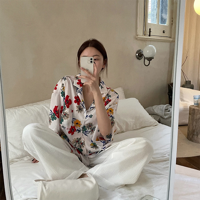 Short sleeve floral shirt women's summer new relaxed American retro lazy thin casual drape shirt