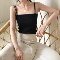 Korean version simple and versatile knitted suspender vest with double shoulders and slim bottoming shirt