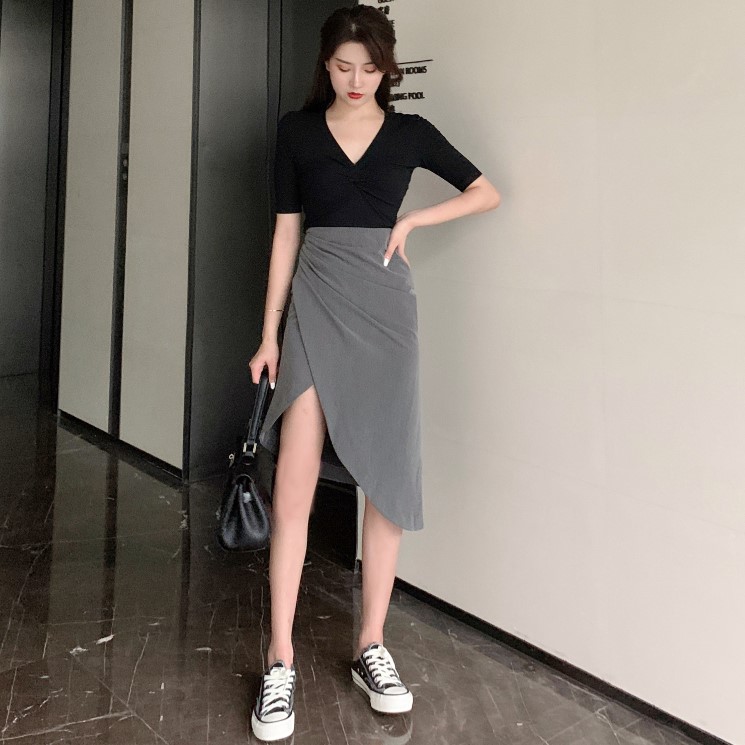 不規則包臀半身裙套裝女夏時尚氣質女神范顯瘦修身兩件套2020新款