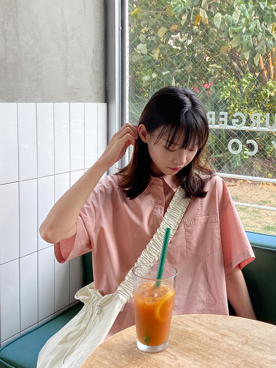 Radio wave Embroidery Shirt women's Japanese college style loose design Shirt Short Sleeve Top