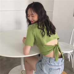 2021 new spring and summer short sleeve T-shirt women's Korean version loose and versatile with the same college style Korean model waist top