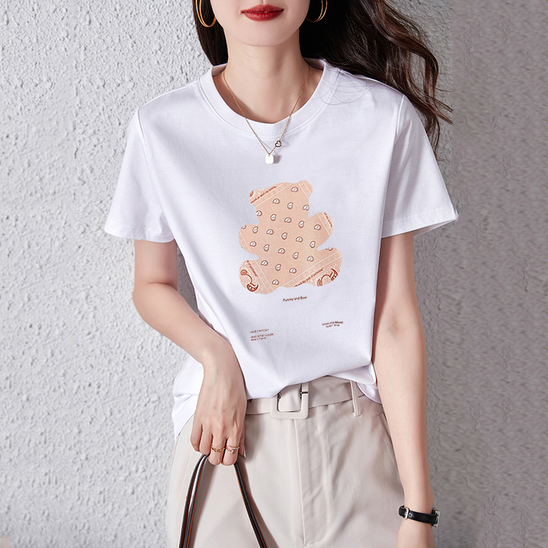 New summer loose short sleeve T-shirt with back neck