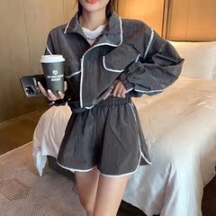 Summer new leisure sports sunscreen suit women's Korean loose top + shorts two piece set