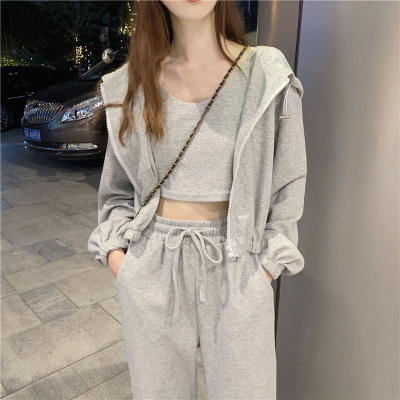 Spring and autumn new style foreign style thin pants temperament goddess fan Yujie fashion leisure sports three piece suit