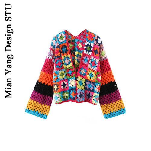 慵懒风手工针织毛衣复古披肩外套