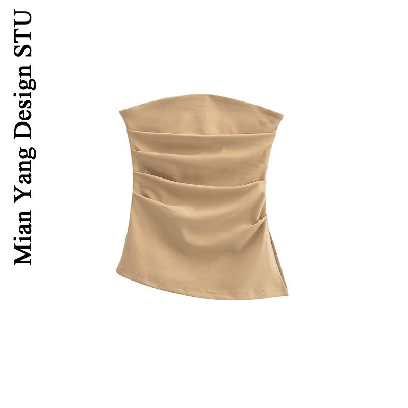 棉洋 抹胸女夏季纯欲显瘦露肩无袖开叉度假外穿裹胸,女装/女士精品,抹胸,淘宝优惠券,粉丝福利购,淘宝优惠卷