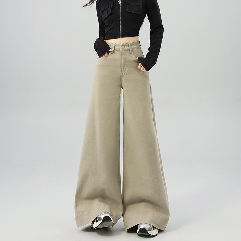 爆火奶茶色高腰不贴腿微喇叭牛仔裤女2026春季新款显瘦百搭拖地裤,女装/女士精品,牛仔裤,淘宝优惠券,粉丝福利购,淘宝优惠卷