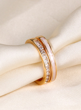 精致微镶锆石开口戒指女轻奢小众设计高级感冷淡风食指戒复古指环