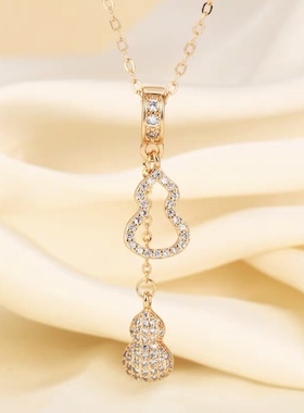 东大门轻奢时尚小众设计流苏葫芦镶钻吊坠项链简约百搭送女友礼物