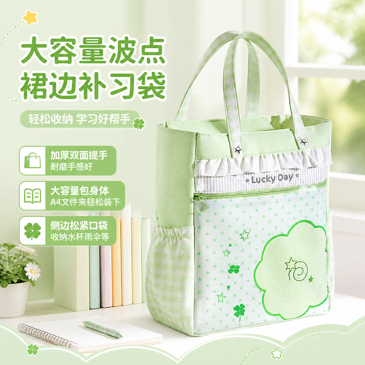 拉链式补习袋大容量高颜值加厚小学生手提袋拎书袋帆布书包学生用品初中男女孩装试卷书课本作业试卷收纳袋图片