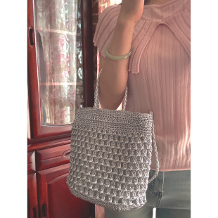 编织 闪银 单肩包手提包可斜挎 universe银色手工钩织 NANO