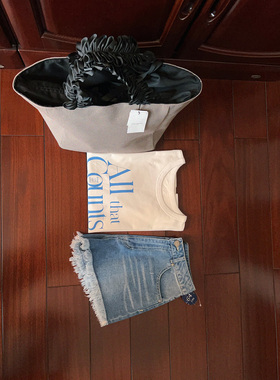 美式复古T恤 2024新款圆领短袖T恤 白t恤  蓝色字母图案