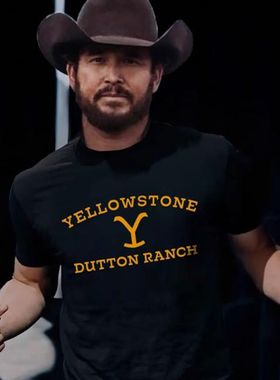 美剧 黄石Yellowstone达顿农场Y字母印花宽松男女纯棉短袖t恤夏装