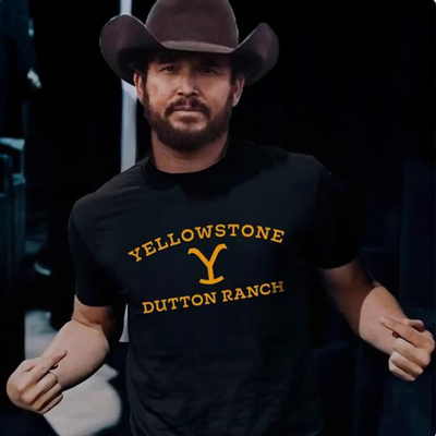 美剧 黄石Yellowstone达顿农场Y字母印花宽松男女纯棉短袖t恤夏装