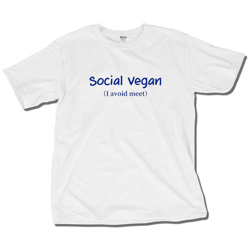 Social Vegan 双关梗趣味英文恶搞纯棉短袖t恤男女士圆领百搭宽松