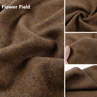 tweed复古混色花纱 绿棕色纯色羊毛呢毛料羊毛布料西装套装面料