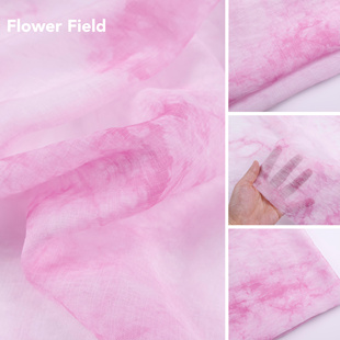 柔软微透 粉色白色草木染扎染丝麻亚麻天丝棉布料纱裙汉服面料