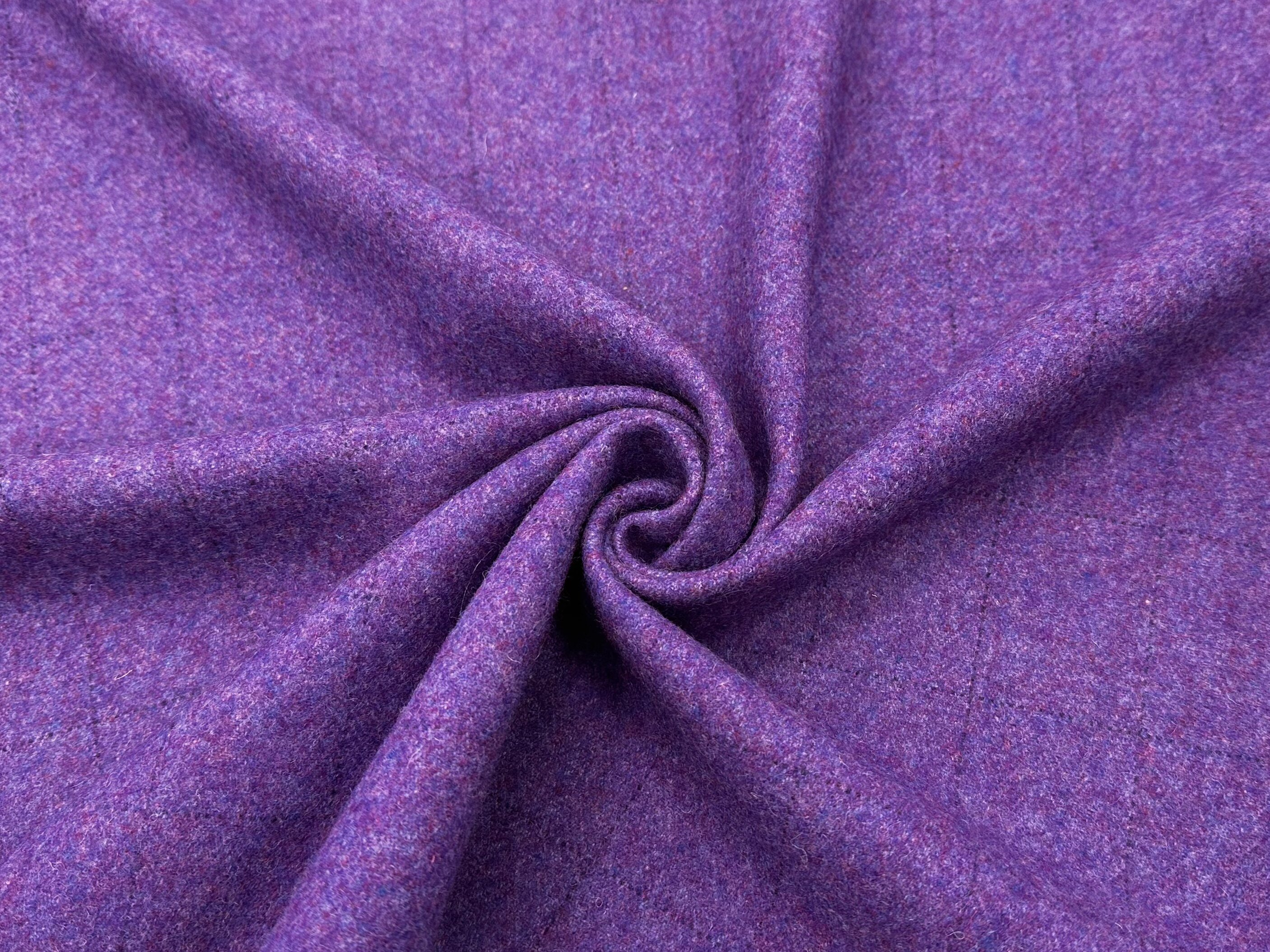 tweed混色花纱英伦高含毛 紫色格子暗纹人字毛料羊毛大衣套装面料