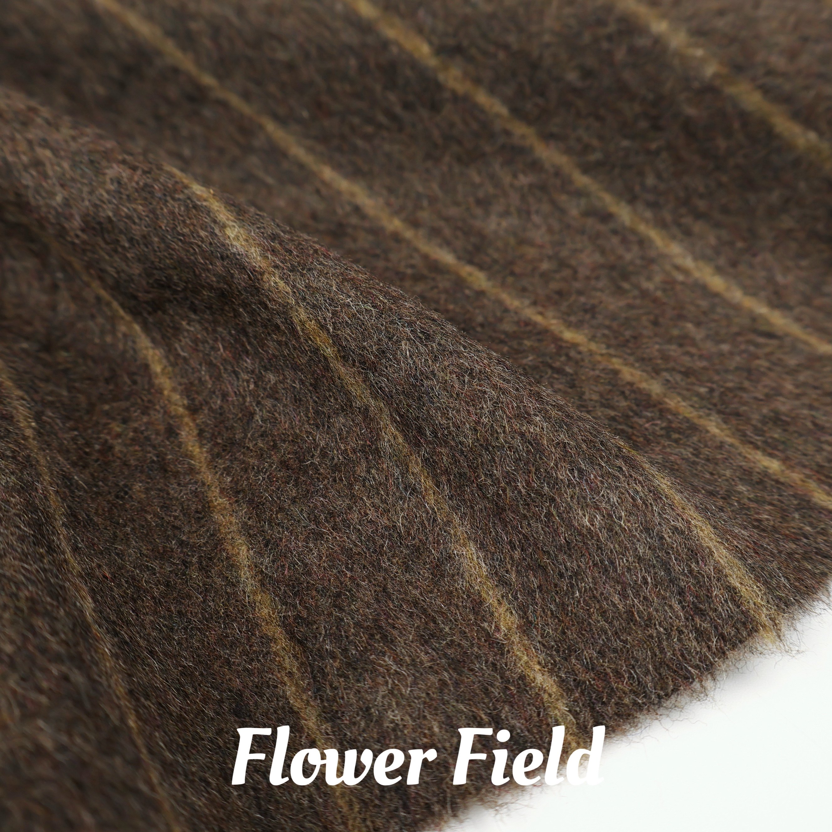 垂感细腻 棕褐色竖条纹顺毛羊毛毛料毛呢面料大衣西装裤半裙布料