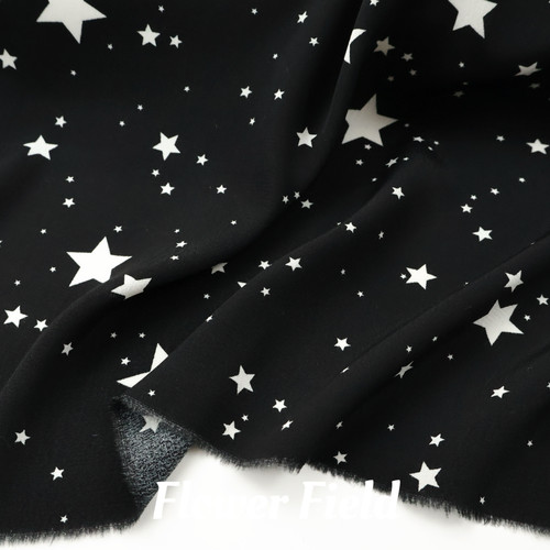 亲肤垂感 黑色小星星印花纯棉麻纱面料衬衣连衣裙吊带春夏布料DIY