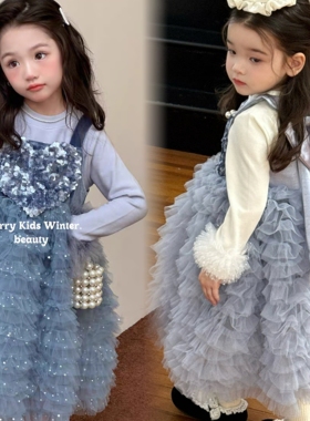 女童套装25秋冬新女童小童洋气可爱背心裙套装公主裙6778/