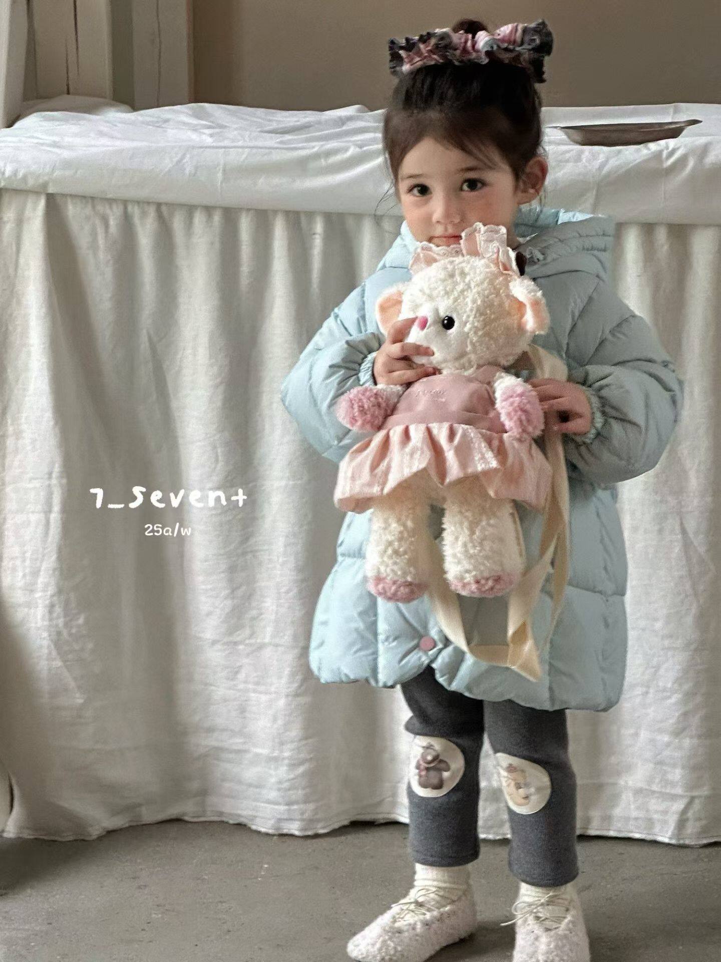 7-seven女童外套羽绒服25冬新款新国标90白鸭绒甜美可爱冬装9173