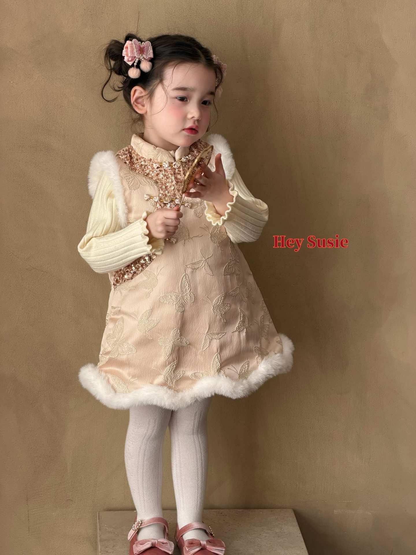 2025新款女童新中式国风盘扣加绒古风马甲背心裙连衣裙,童装/婴儿装/亲子装,套装,淘宝优惠券,粉丝福利购,淘宝优惠卷