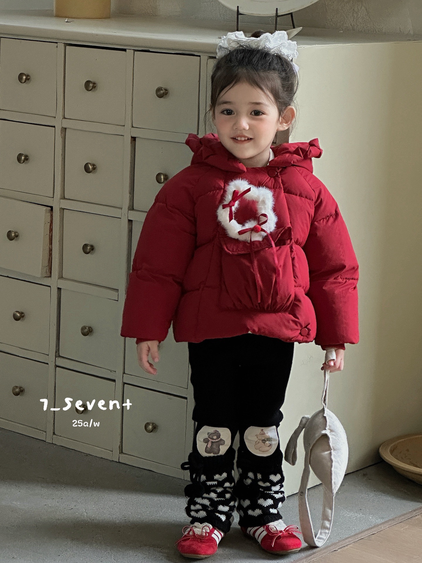 7seven 25冬新女童小童宝韩童趣仙女棒五角星兔兔羽绒服外套1199