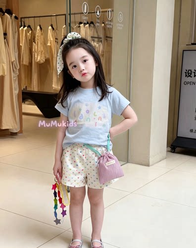 idolnn2026夏季新款女童韩版爱心短裤短袖T恤套装6903/6897