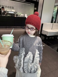 毛衣连衣裙洋气小童公主裙套装 针织衫 5618 女童韩版 Idol2025新款