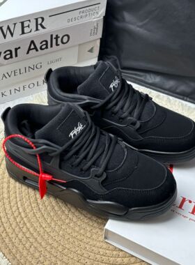 跃莱克2025秋冬黑色新款男鞋低帮板鞋韩版情侣学生运动休闲鞋百搭