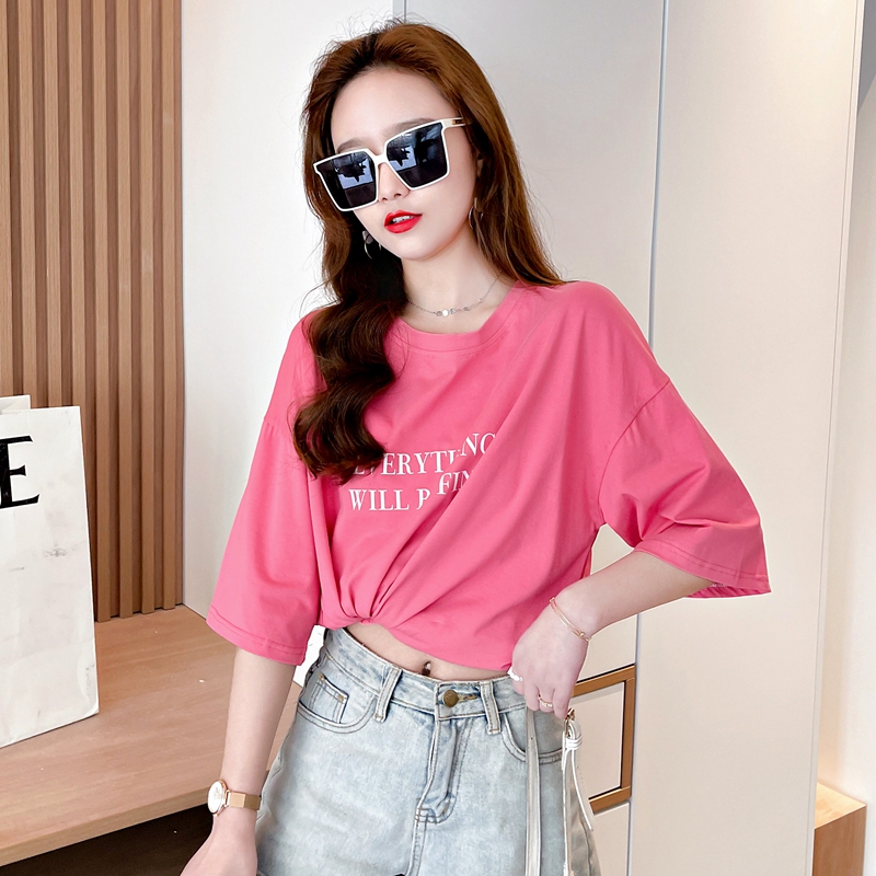 Real shot pure short sleeve T-shirt women's summer new style pure bottom coat loose T-shirt